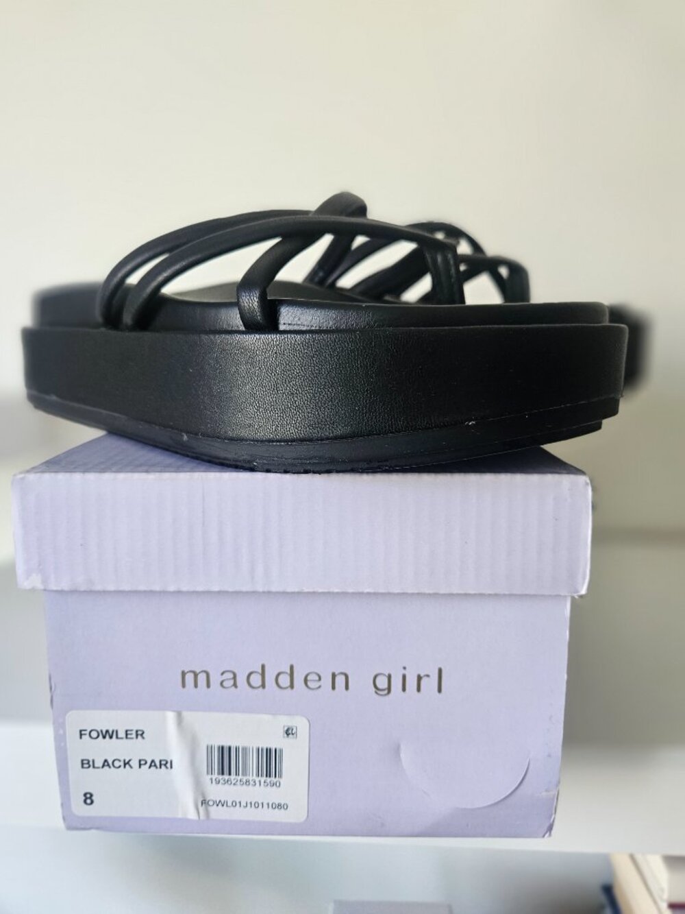 Madden Girl Fowler Black Platform Slide Sandals, Size 8 - Picture 2 of 11